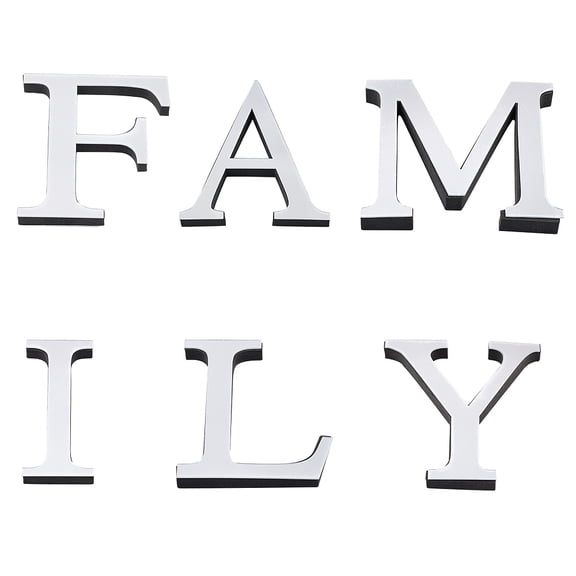 Family Sign Letters Acrylic Decorative 3D Mirror Wall Stickers for Living Room Bedroom Kitchen Wall Decoration (Silver)DIY