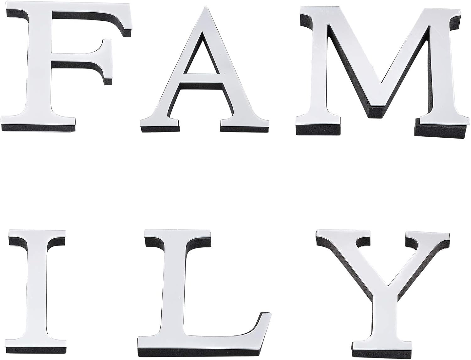 Family Sign Letters Acrylic Decorative 3D Mirror Wall Stickers for Living Room Bedroom Kitchen Wall Decoration (Silver)