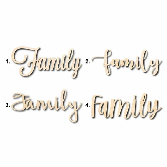 Family Sign Unfinished Wood Cutout Home Decor DIY Option 1- 14" Wide / 1/8"