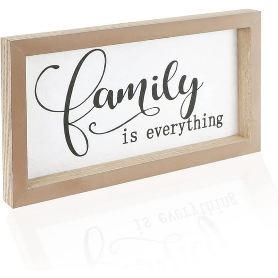 Family Signs for Home Decor, Wooden Frame Signs for Wall Decor, Printed Rustic Plaque, Farmhouse Wall Hanging Art for House Living Room Bedroom Kitchen Table Shelf Decoration