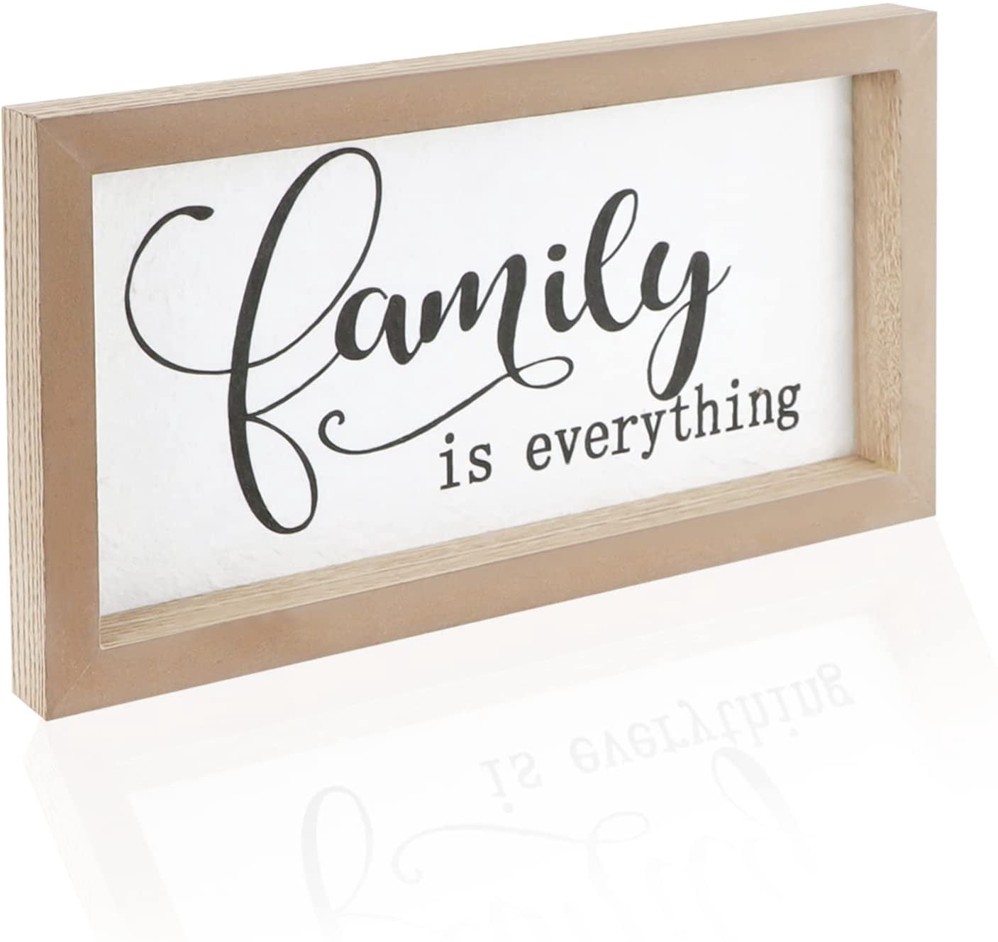 Family Signs for Home Decor, Wooden Frame Signs for Wall Decor, Printed Rustic Plaque, Farmhouse Wall Hanging Art for House Living Room Bedroom Kitchen Table Shelf Decoration