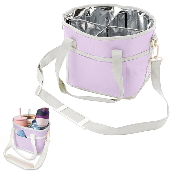 Family Size 4 Compartment Drink Bag Insulated Tumbler Carrier Caddy with Adjustable Strap for Outdoor Use