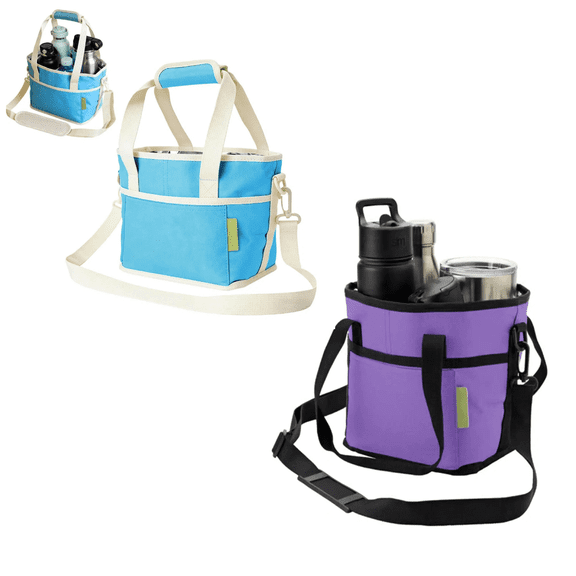Family Size 4 Compartment Drink Bag, Multiple Tumbler Carrier Caddy, with Adjustable Strap, 4 Compartment Insulated Drink Holde, for Hiking, Walking, Sports, Family Outings & Daily Use
