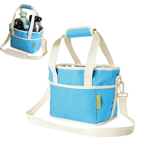 Family Size 4 Compartment Insulated Drink Carrier Bag Organizer with Adjustable Strap Leakproof Tumbler Caddy Holder for Coffee Cups Water Bottles Sports Picnic Hiking Travel Mothers Day Graduation