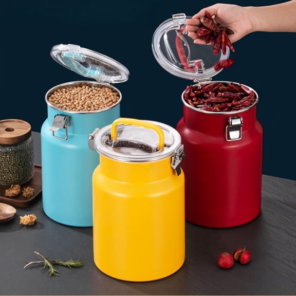 Family-Size Food Guardian| Durable Stainless Steel Snap-Lock Containers- Moisture Pest Proof Airtight Design| 5L10L12L Multi-Size for Pantry Camping Storage