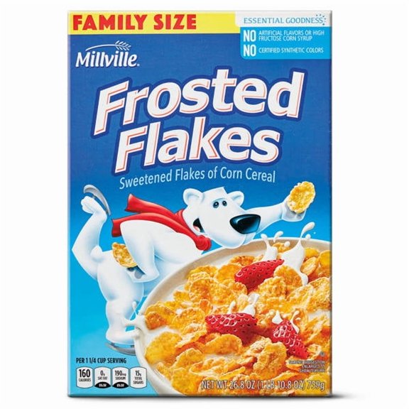 Millville Family Size Frosted Flakes, 26.8 oz - Pack of 2