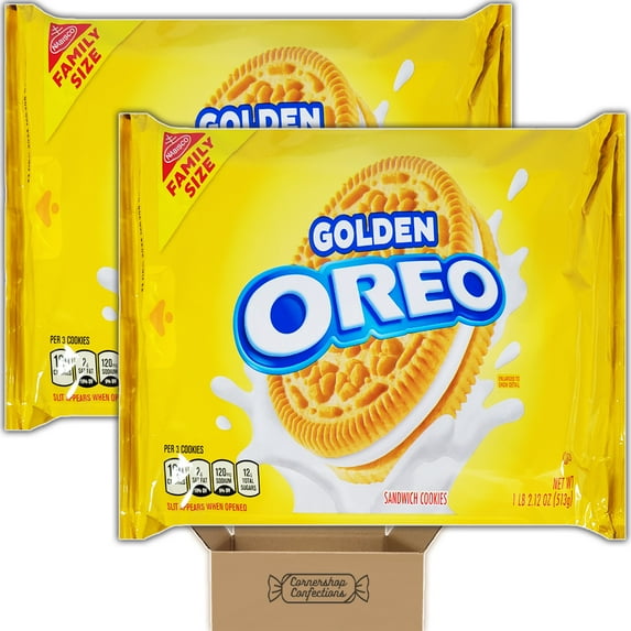 Family Size Golden Oreo Bundle - 2 Individually Sealed 18.12 Ounce Trays - On The Go Snacks, Lunches, Movies and More in Cornershop Confections Pack