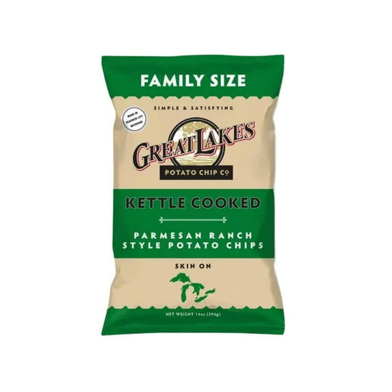 Family Size Great Lakes Potato Chips - Pack of 2 (14oz, Parmesan Ranch)