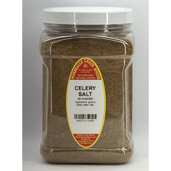 Marshalls Creek Spices Celery Salt, 64 ounce Family Size Jar - Ground Celery Seed Powder With Salt Blend, Pantry Staple for Pickling, Brining & Rubs
