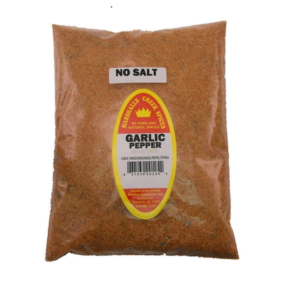 Family Size Refill Marshalls Creek Spices Garlic Pepper Blend No Salt Seasoning, 44 Ounce