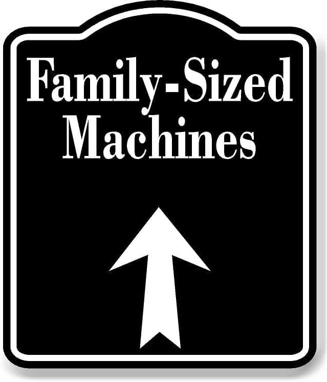Family-Sized Machines Up Arrow BLACK Aluminum Composite Sign, 8.5