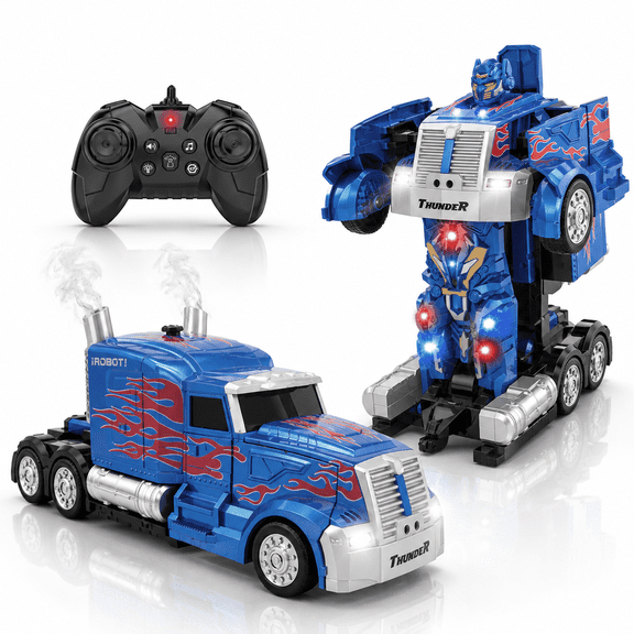 Family Smiles Kids Transforming Robot RC Truck Toys Boys Ages 8-13 Remote Control Car Gift