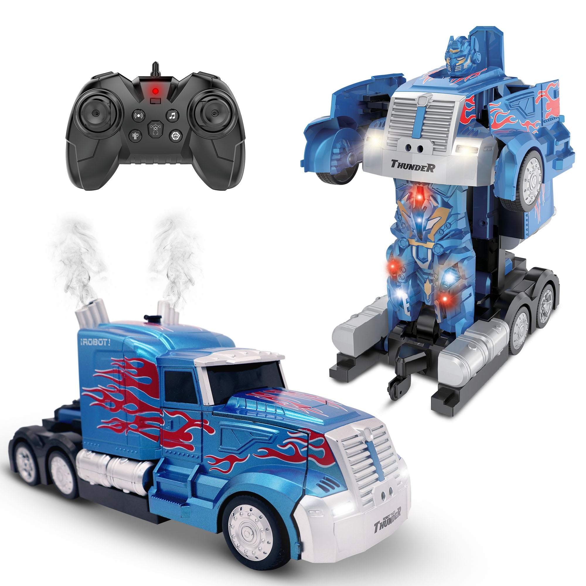 Family Smiles Kids Transforming Robot RC Truck Toys Boys Ages 8-13 Remote Control Car Gift