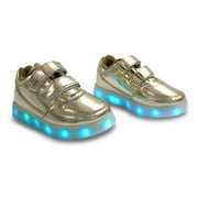 Family Smiles LED Light Up Sneakers Kids Low Top Boys Girls Unisex Gold Shoes Toddler US 10 / EU 27