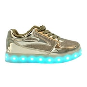Family Smiles LED Light Up Sneakers Low Top Adult Gold Shoes US 6.5 / EU 37