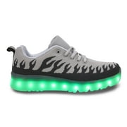 Family Smiles LED Light Up Sneakers Low Top Lace-Up Men Shoes Inferno Flames Gray US 3 / EU 36