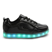 Family Smiles LED Light Up Sneakers Low Top Women Black Shiny Shoes US 7 / EU 37.5