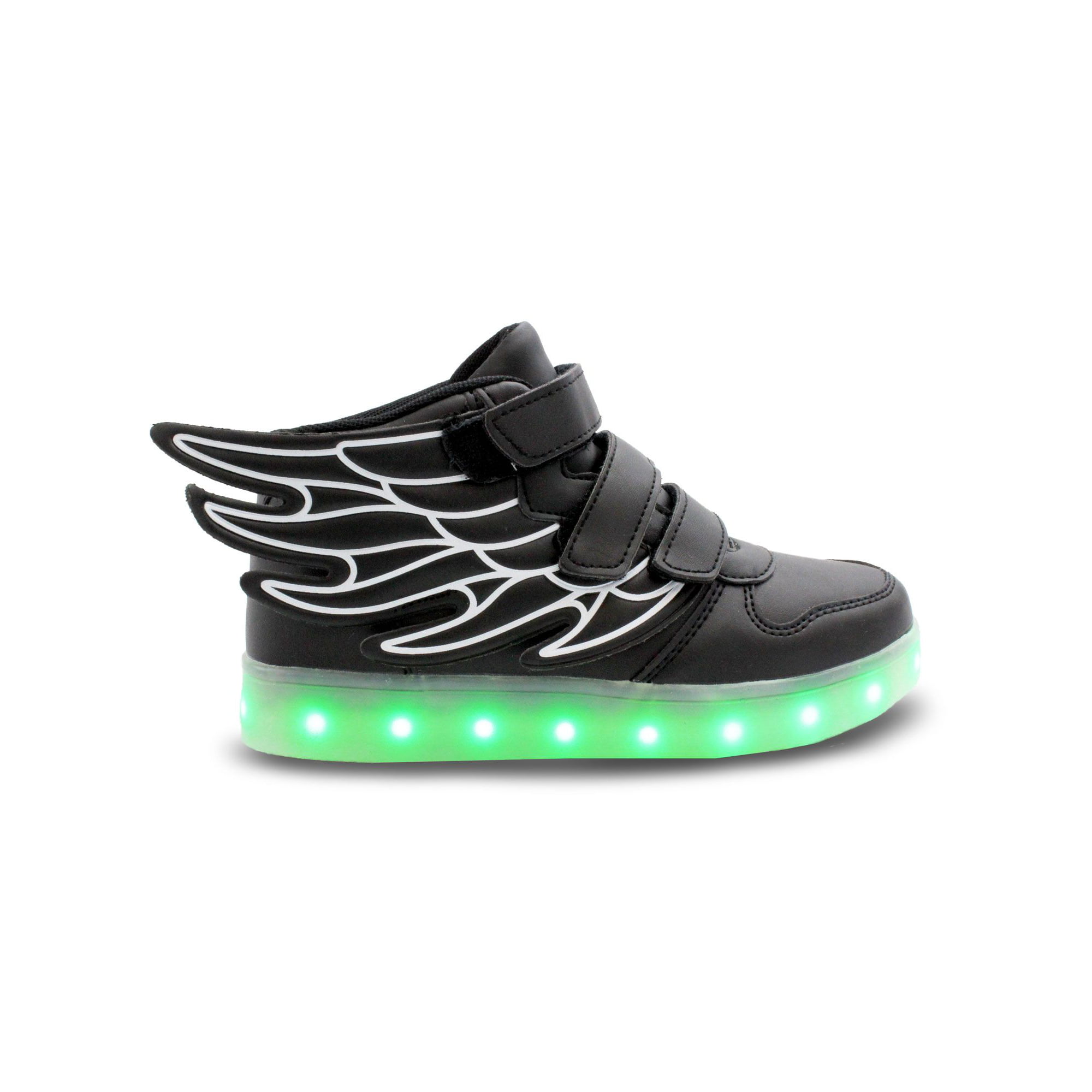 fup Serrated afskaffet Family Smiles LED Light Up Wings Sneakers Kids High Top Boys Girls Unisex  Shoes Black Toddler US 10.5 / EU 27.5 - Walmart.com