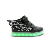 Family Smiles LED Light Up Wings Sneakers Kids High Top Boys Girls Unisex Shoes Black Toddler US 10.5 / EU 27.5