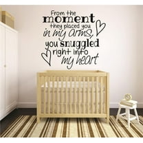 Family Snuggled Right into my Heart Beautiful Quotes & Sayings Wall Decal Decoration Newborn Baby Love Beautiful Quote Lasts Years and Easily Removable - Size: 10 In(W) x 10 In(H)