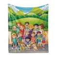 thumbnail image 1 of Family Soft Flannel Fleece Blanket, Cartoon Style Illustration of a Big Family Taking a Photo Waving and Smiling Print, Cozy Plush for Indoor and Outdoor Use, 50" x 60", Multicolor, by Ambesonne, 1 of 5