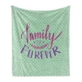 thumbnail image 1 of Family Soft Flannel Fleece Blanket, Classical Polka Dots Background Creative Lettering Words About Family, Cozy Plush for Indoor and Outdoor Use, 60" x 80", Purple Violet Mint Green, by Ambesonne, 1 of 5