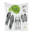 thumbnail image 1 of Family Soft Flannel Fleece Blanket, We Are Family Words on a Green Speech Bubble with Family Shoes Sketch, Cozy Plush for Indoor and Outdoor Use, 50" x 60", Apple Green Black White, by Ambesonne, 1 of 5