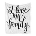 thumbnail image 1 of Family Soft Flannel Fleece Throw Blanket, I Love My Family Phrase Hand Writing in Black Calligraphy Art Positive Words, Cozy Plush for Indoor and Outdoor Use, 60" x 80", Black and White, by Ambesonne, 1 of 5