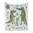 thumbnail image 1 of Family Soft Flannel Fleece Throw Blanket, I Love My Family Theme Hand Drawn Alligators Natural Background Fun Graphic, Cozy Plush for Indoor and Outdoor Use, 60" x 80", Multicolor, by Ambesonne, 1 of 5
