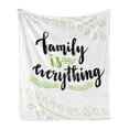 thumbnail image 1 of Family Soft Flannel Fleece Throw Blanket, Lettering Family is Everything Motivaonal Phrase Branches Leaves, Cozy Plush for Indoor and Outdoor Use, 50" x 60", Apple Green Black White, by Ambesonne, 1 of 6
