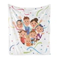 thumbnail image 1 of Family Soft Flannel Fleece Throw Blanket, Third Generation Friend Family and Paper Streamer Celebration Theme, Cozy Plush for Indoor and Outdoor Use, 60" x 80", Multicolor, by Ambesonne, 1 of 5
