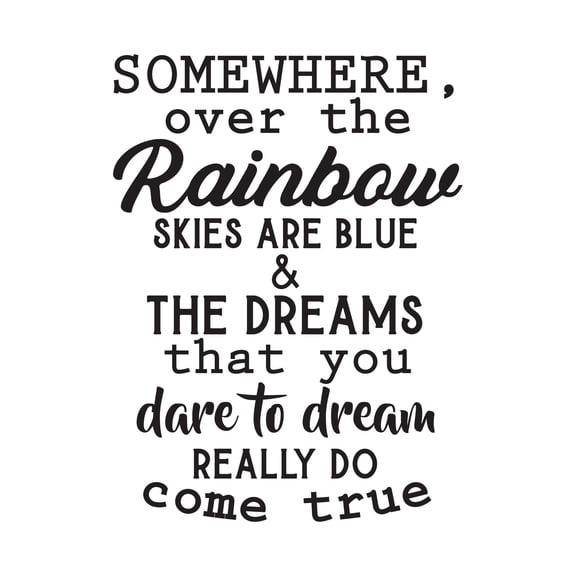 Family Somewhere Over The Rainbow Uplifting Quote Wall Decal Decoration The Dreams That You Dare to Dream Inspiration Quotes Lasts Years and Easily Removable - Size: 28 In(W) x 40 In(H)