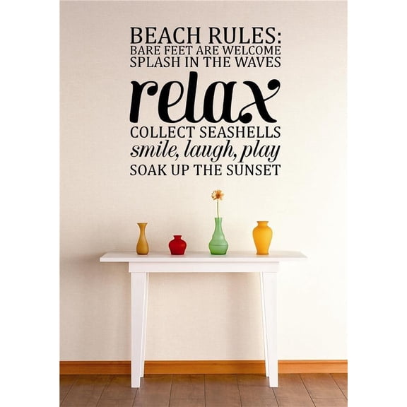 Family Splash in the Waves Colourful Beach Wall Decal Decoration Colourful Perfect Beach Rules to Follow Lasts Years and Easily Removable - Size: 30 In(W) x 30 In(H)