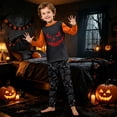 thumbnail image 1 of Family Spooky Halloween Sleepwear Outfits Long Sleeve Crew Front Shirt and Pants Set Comfortable Halloween Holiday Loungewear, 1 of 5
