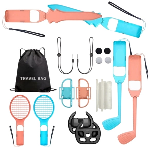 Family Sports Game Pack Gaming Accessory Set for NS2 Sports Games Accessories with Organizers Bag