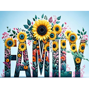 Family Sunflower Diamond Painting Kits for Adults, Flower Diamond Art Kits for Beginners, Full Drill Diamond Dots Paint with Diamonds Gem Arts Crafts fpr Home Decor 16x12Inch