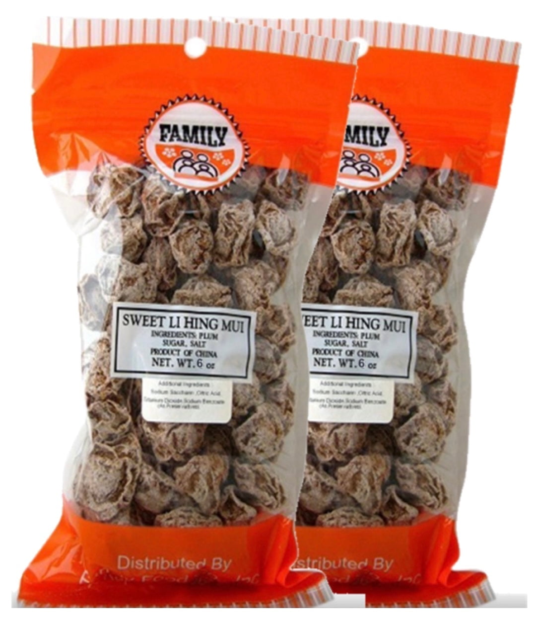 Family Sweet Li Hing Mui Plum Snack, 6 Ounce Bag (Two Pack)