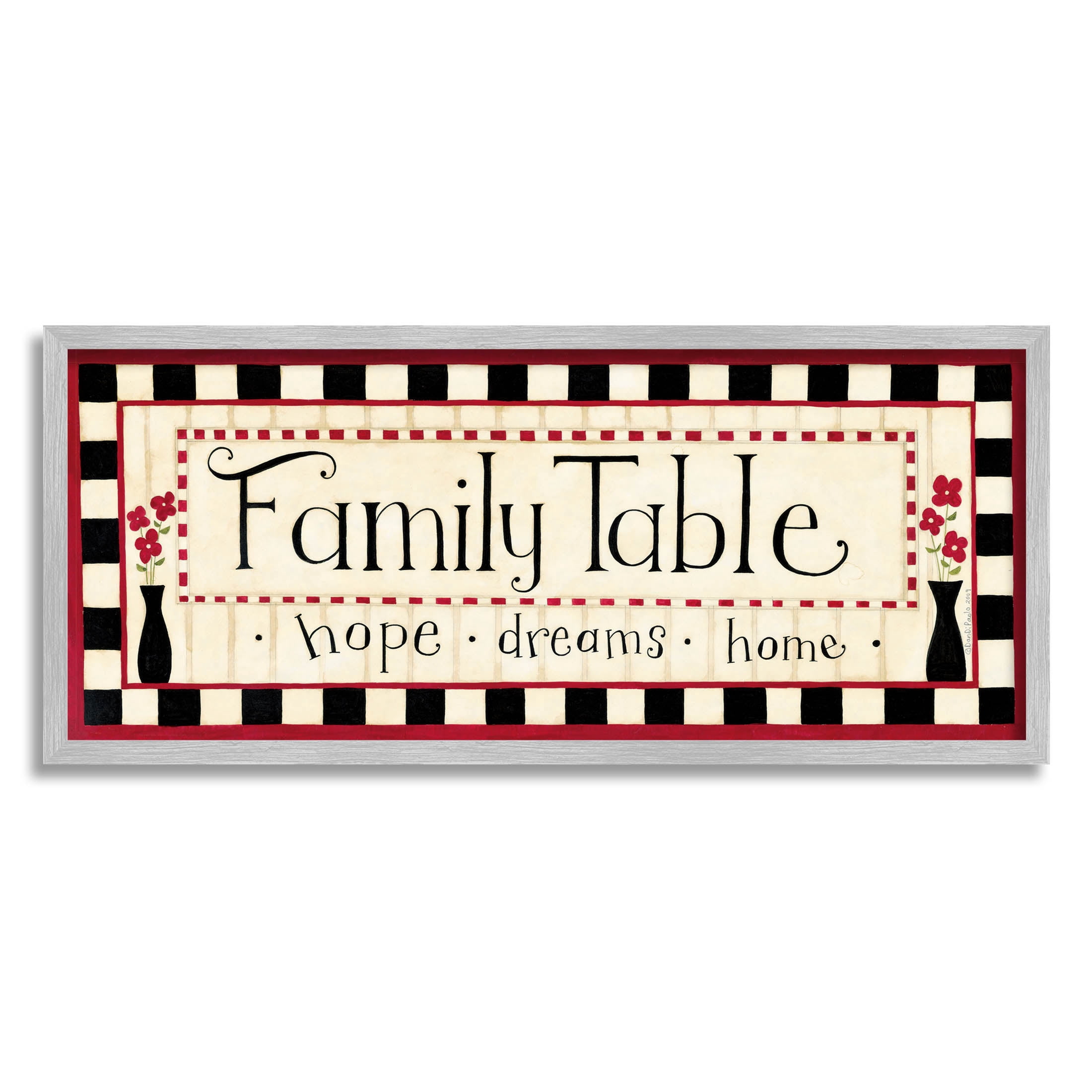 Family Table Hope Dreams Home Sign Typography Graphic Art Gray Framed Art Print Wall Art