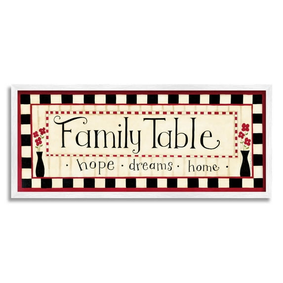 Family Table Hope Dreams Home Sign Typography Graphic Art White Framed Art Print Wall Art