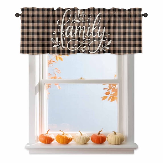 Rustic Valance Family Text Rustic Leaves Valances for Windows Country Farmhouse ...