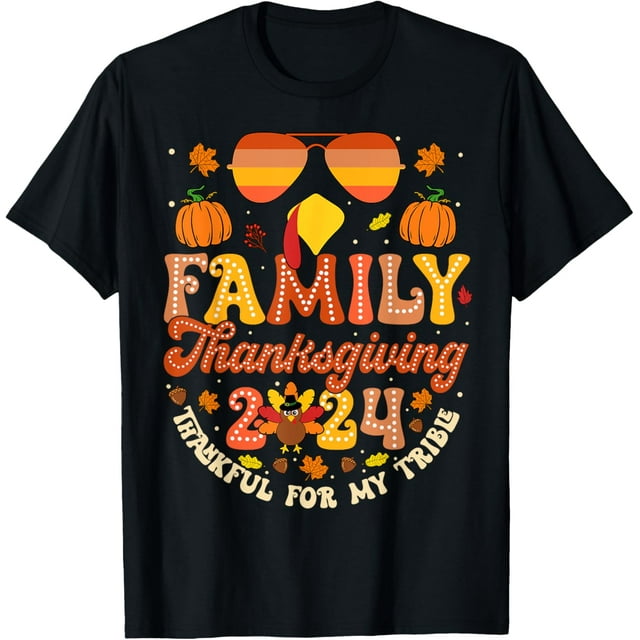 Family Thanksgiving 2024 Thankful For My Tribes Turkey TShirt