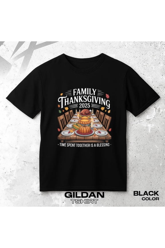 Family Thanksgiving 2025 Crew Graphic Unisex T-Shirt Matching Holiday Group, up to size 5XL.