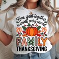 thumbnail image 1 of Family Thanksgiving 2025 Shirt, Matching Holiday T-Shirt with Pumpkin Design, Fall Autumn Outfit, Time Spent Together Quote Tee,White Color,Size 3XL, 1 of 5