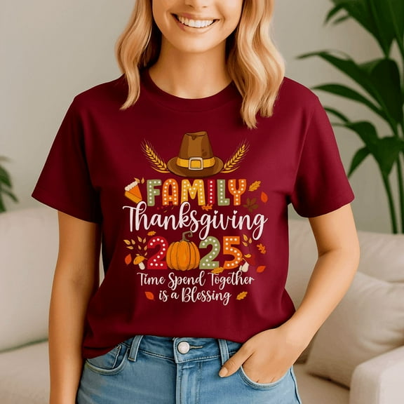 Family Thanksgiving 2025 Time Spent Together Is Blessing Shirt, Thanksgiving Shirt,Turkey Tee, Holiday Gift, Happy Thanksgiving Tshirt, Turkey Day, Family Gobble ,Pumpkin Season