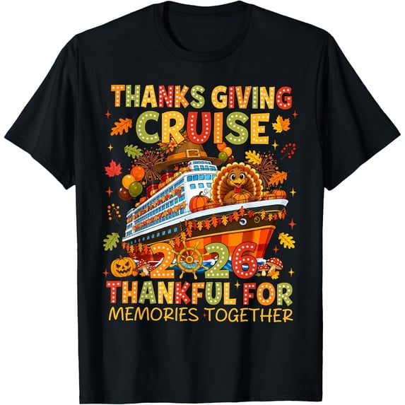 Family Thanksgiving Cruise 2026 Thankful Squad Cute Turkey T-Shirt