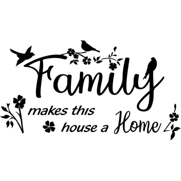 Family Theme Wall Sticker Family Makes This House a Home Wall Decal Four-Leaf Clover Birds Removable PVC Sticker for Living Room Home Decorations Wall Sticker Vinyl Transfer Making DIY