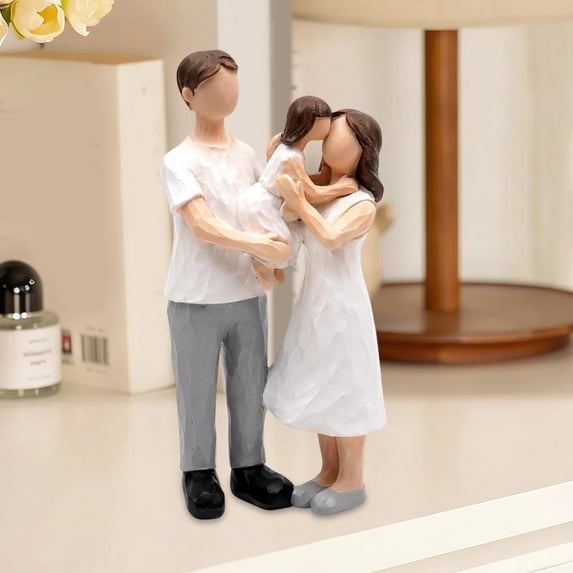 Family of Three (Female Version) Resin Figurines - Resin Sculptures with Resin Material, Details, Home Decor Pieces, Gift for Mother’s Day, Father’s Day and Housewarming