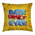 thumbnail image 1 of Family Throw Pillow Cushion Cover, Comic Book Style Best Family Ever Words on Abstract Cartoon Backdrop Graphic, Decorative Square Accent Pillow Case, 16 X 16 Inches, Blue Red Yellow, by Ambesonne, 1 of 2