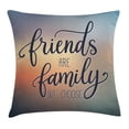thumbnail image 1 of Family Throw Pillow Cushion Cover, Friends are Famly We Choose Inspirational Phrase Fashion Print BFF Theme, Decorative Square Accent Pillow Case, 16 X 16 Inches, Dark Blue Yellow Peach, by Ambesonne, 1 of 2