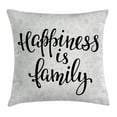 thumbnail image 1 of Family Throw Pillow Cushion Cover, Happiness is Family Hand Writing Inspirational Phrase Cute Simple Nature Backdrop, Decorative Square Accent Pillow Case, 20 X 20 Inches, Black Silver, by Ambesonne, 1 of 2